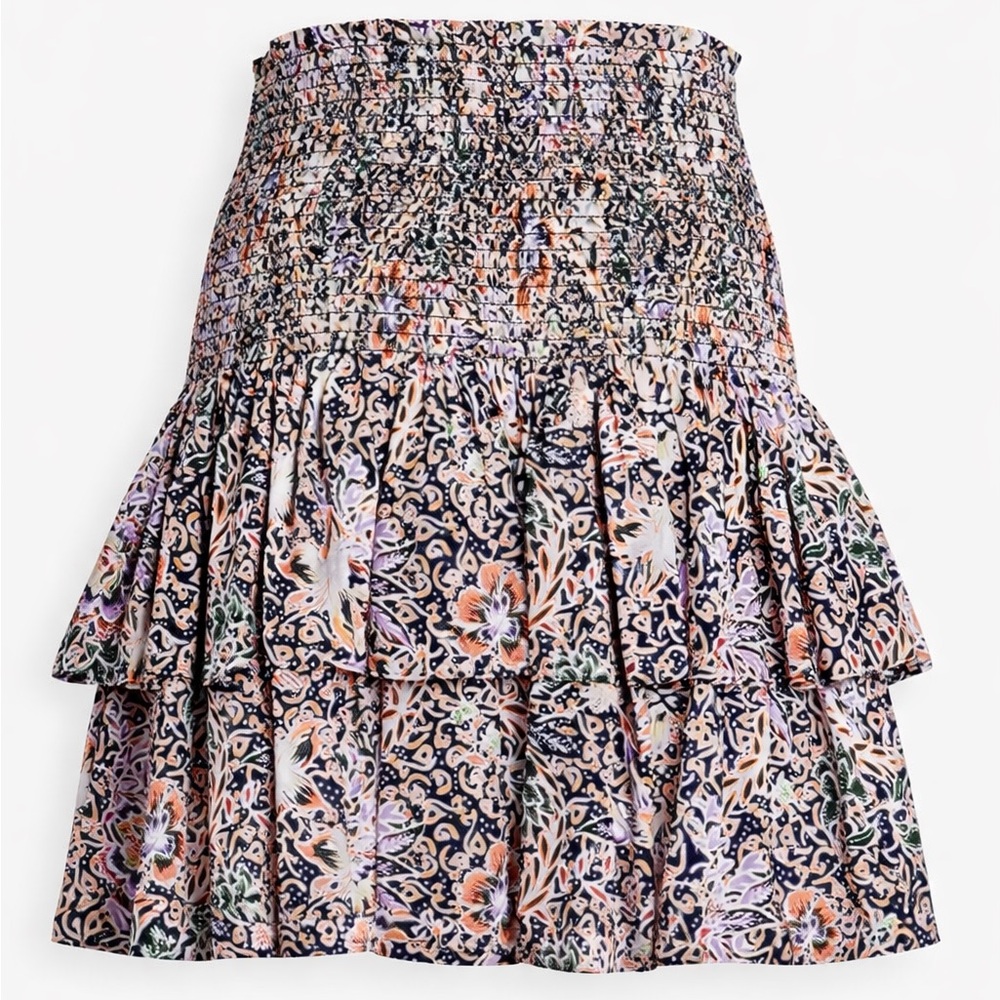 Rebecca Minkoff Amari Smocked Ruffled Tiered Floral Mini Skirt Small